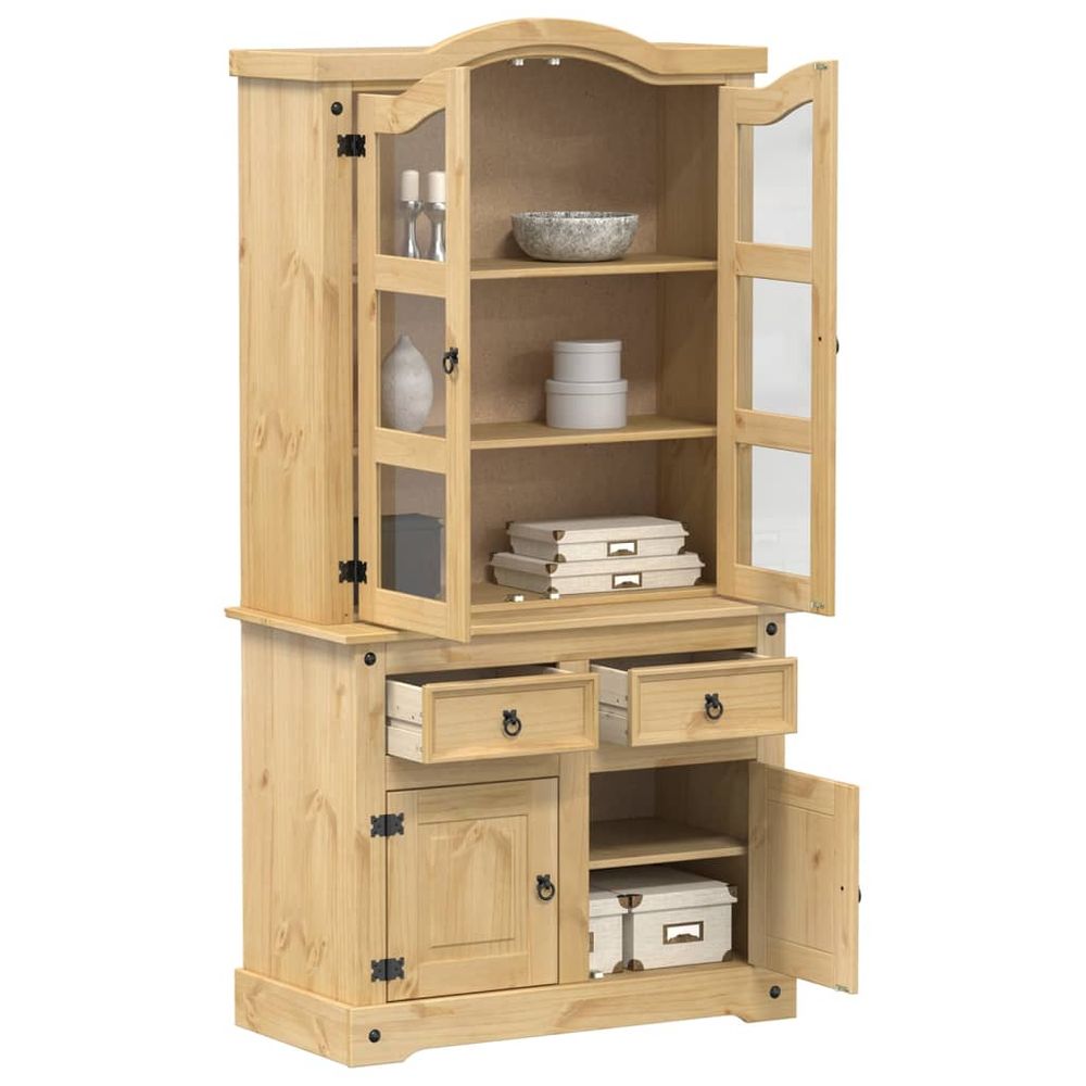 Glass Display Cabinet Corona vidaXL 100x48.5x179 cm Solid Wood Pine - Display Cabinet from vidaXL