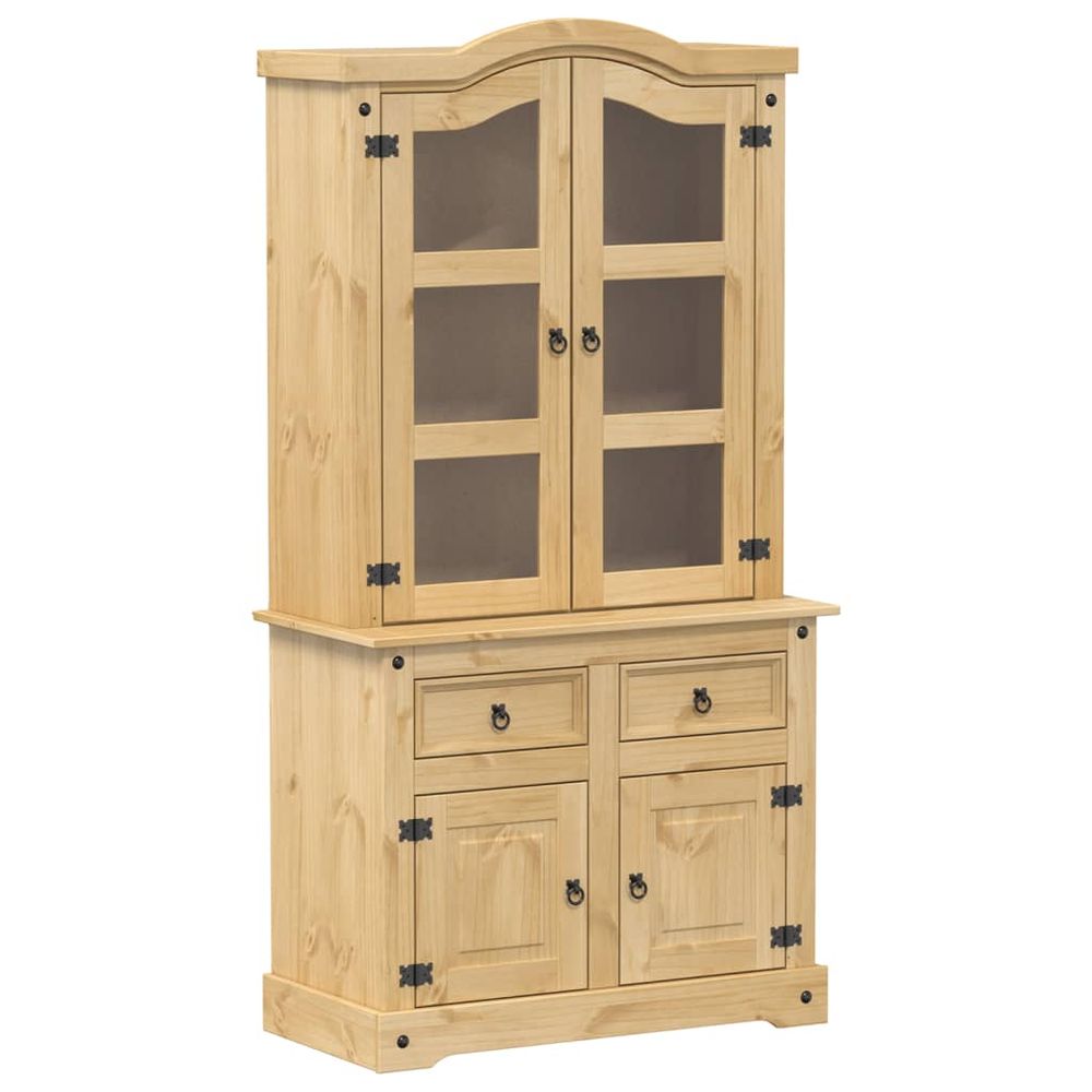 Glass Display Cabinet Corona vidaXL 100x48.5x179 cm Solid Wood Pine - Display Cabinet from vidaXL