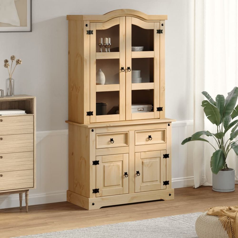Glass Display Cabinet Corona vidaXL 100x48.5x179 cm Solid Wood Pine - Display Cabinet from vidaXL