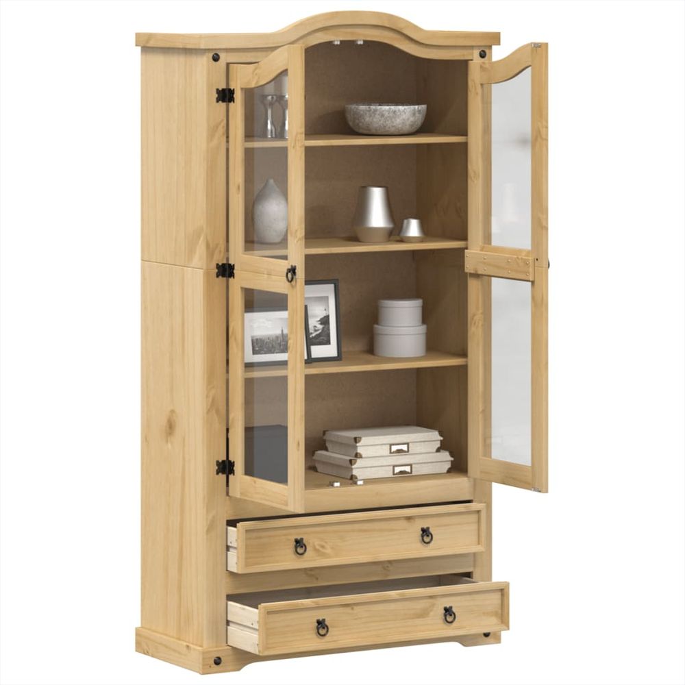 Glass Display Cabinet Corona vidaXL 99x43x187 cm Solid Wood Pine - Display Cabinet from vidaXL
