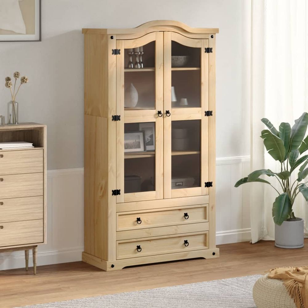 Glass Display Cabinet Corona vidaXL 99x43x187 cm Solid Wood Pine - Display Cabinet from vidaXL