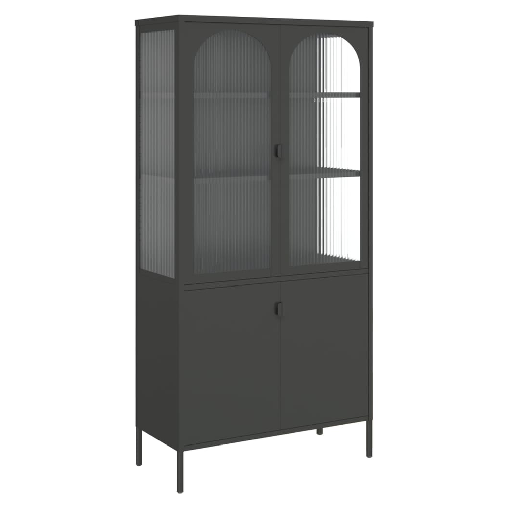 Highboard Black 90x40x180 cm vidaXL Glass and Steel - Display Cabinet from vidaXL