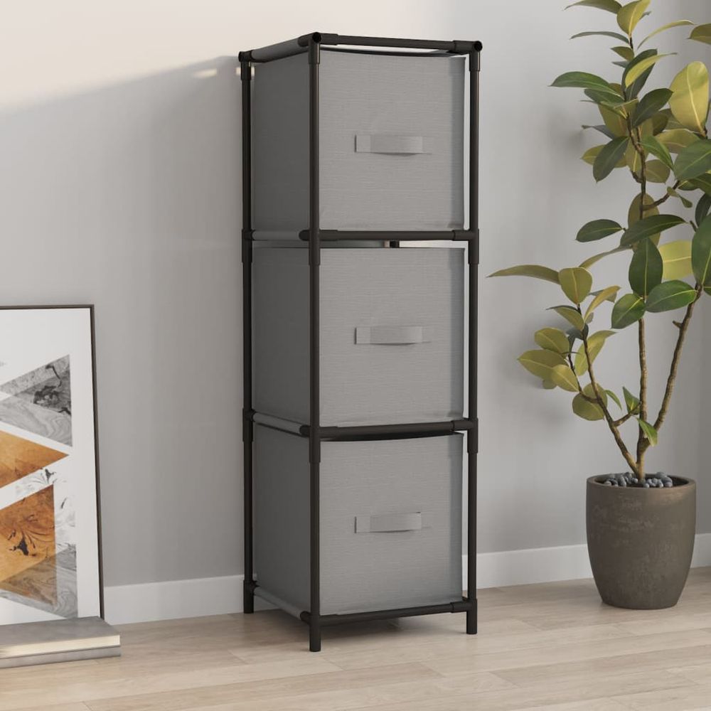Storage Cabinet with 3 Fabric Drawers vidaXL Grey 34x34x101 cm Steel - Display Cabinet from vidaXL