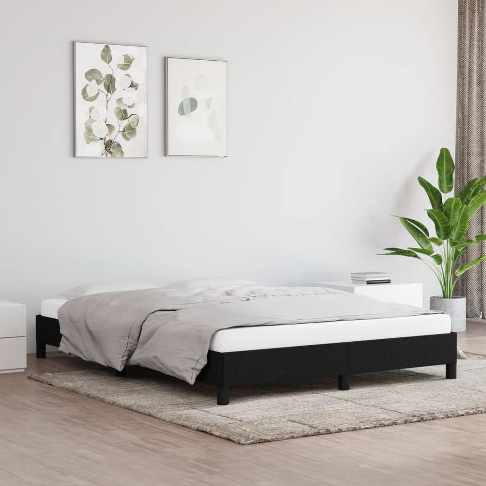 Bed Frame Black 135x190 cm vidaXL Double Fabric - Double Bed from vidaXL