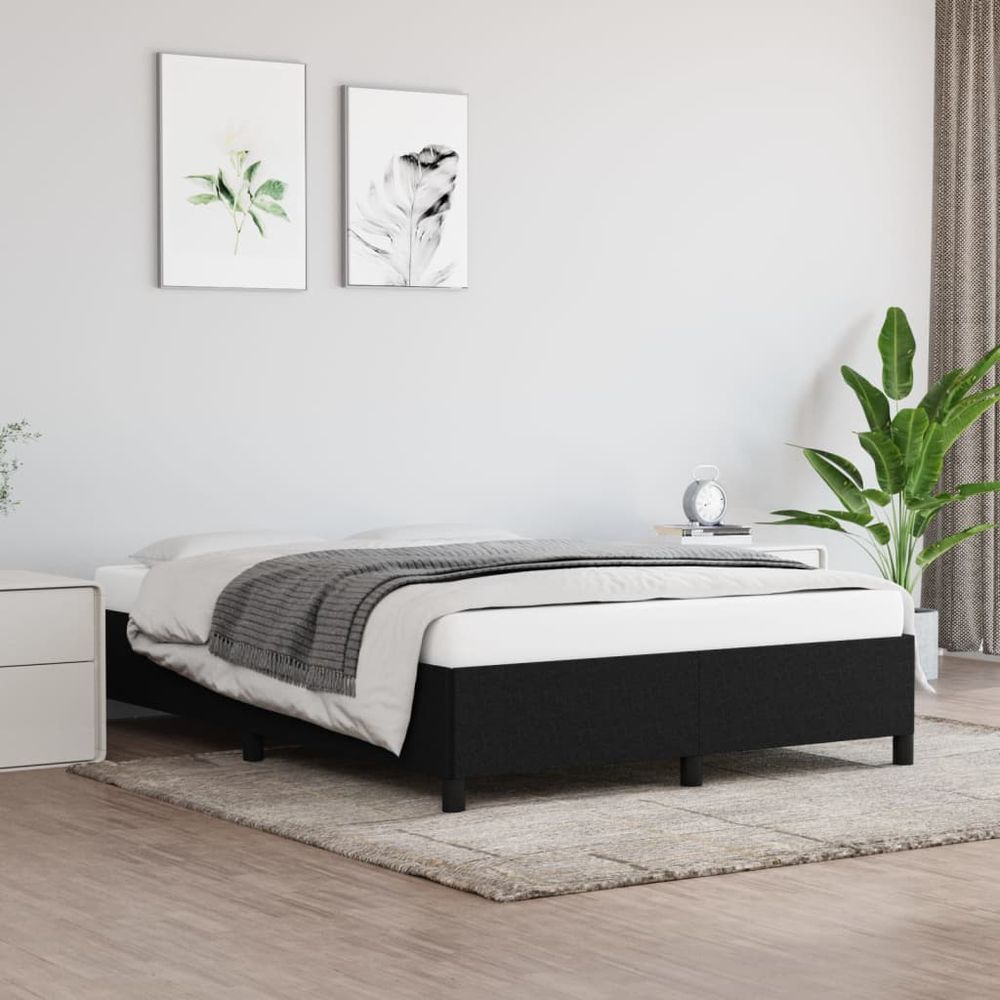 Bed Frame Black 135x190 cm vidaXL Double Fabric - Double Bed from vidaXL