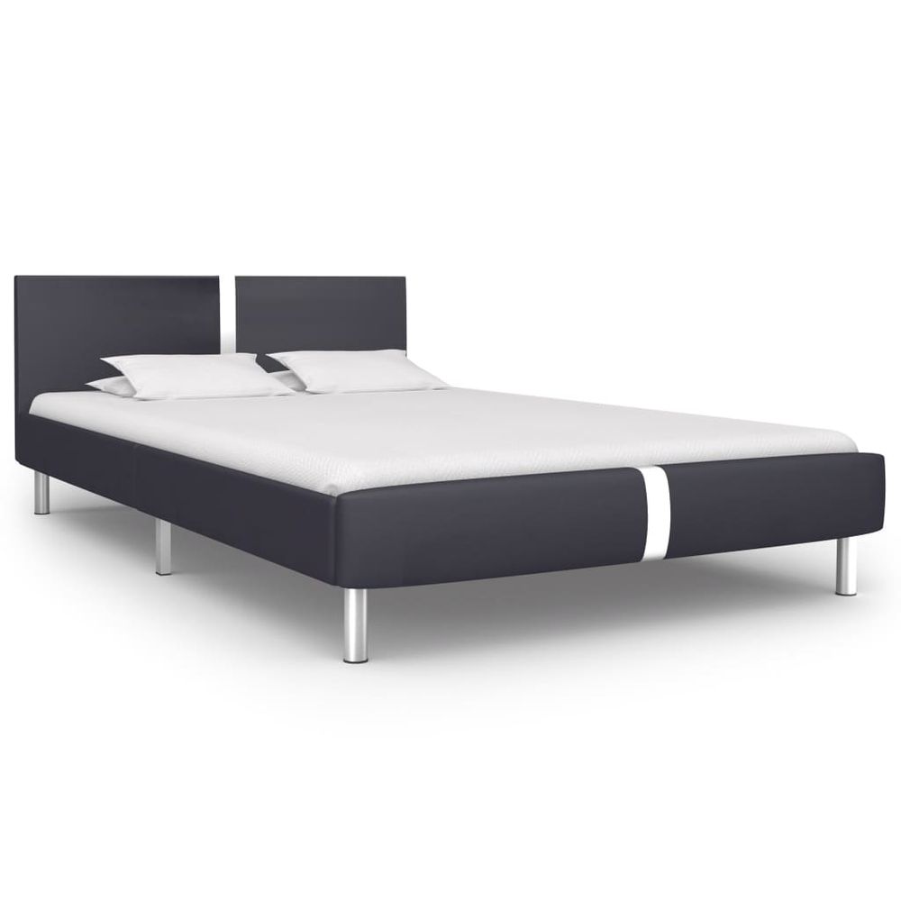 Bed Frame Black Faux Leather 135x190 cm 4FT6 vidaXL Double - Double Bed from vidaXL