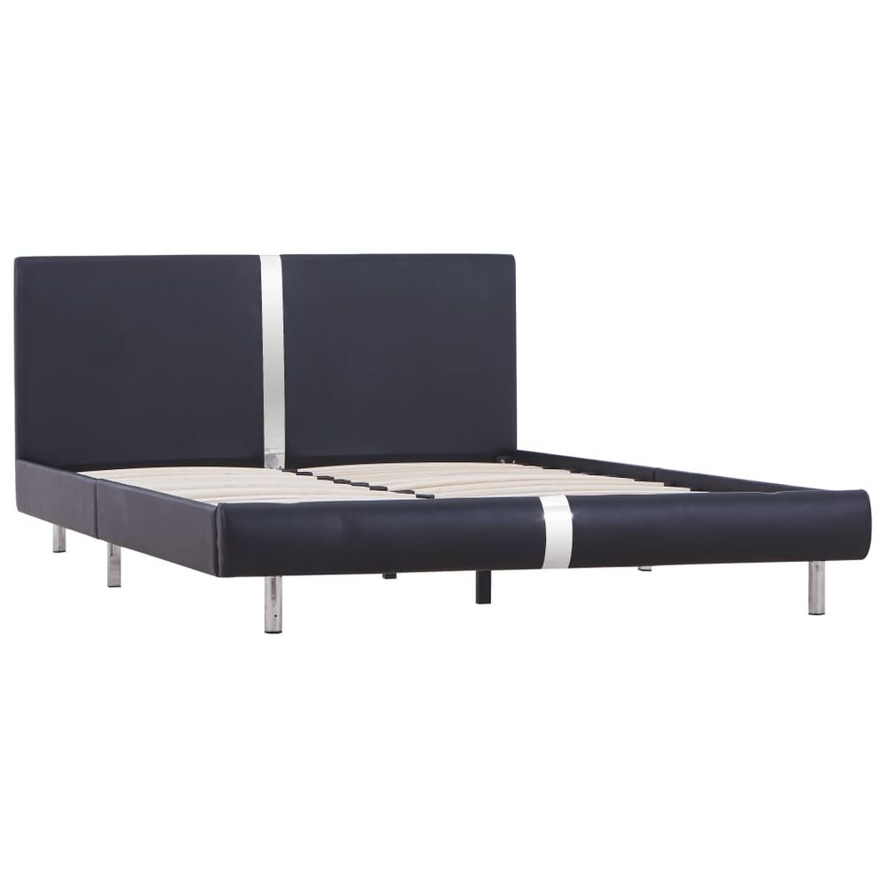 Bed Frame Black Faux Leather 135x190 cm 4FT6 vidaXL Double - Double Bed from vidaXL