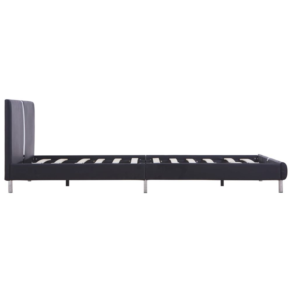 Bed Frame Black Faux Leather 135x190 cm 4FT6 vidaXL Double - Double Bed from vidaXL