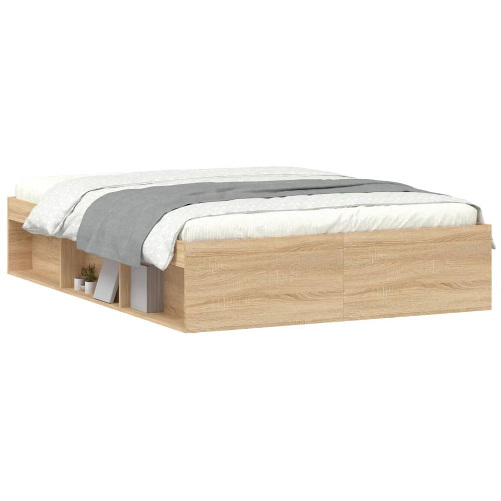 Bed Frame Sonoma Oak 135x190 cm vidaXL Double - Double Bed from vidaXL