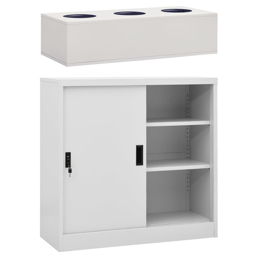 vidaXL Office Cabinet with Sliding Door White 90x40x90 cm Steel - Filing Cabinet from vidaXL