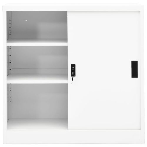 vidaXL Office Cabinet with Sliding Door White 90x40x90 cm Steel - Filing Cabinet from vidaXL