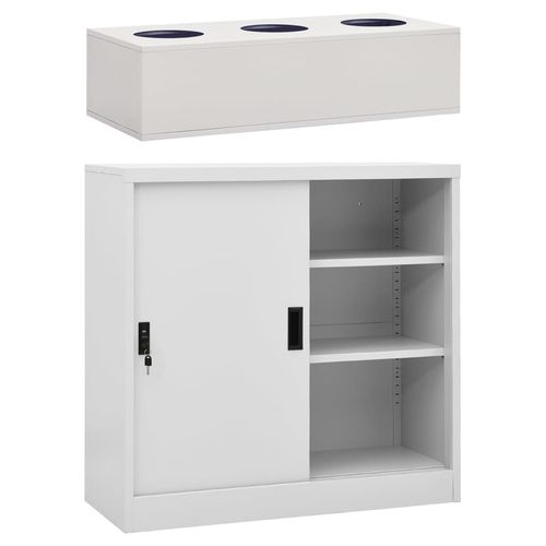 vidaXL Office Cabinet with Sliding Door White 90x40x90 cm Steel - Filing Cabinet from vidaXL