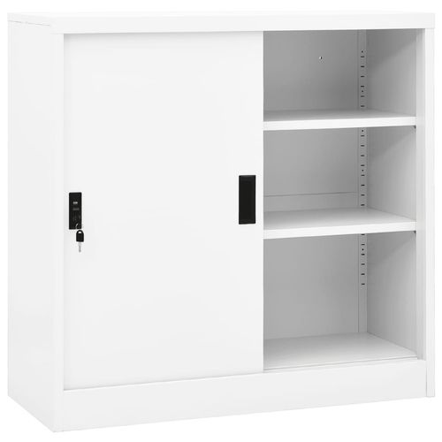 vidaXL Office Cabinet with Sliding Door White 90x40x90 cm Steel - Filing Cabinet from vidaXL
