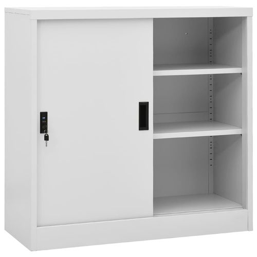 vidaXL Office Cabinet with Sliding Door White 90x40x90 cm Steel - Filing Cabinet from vidaXL