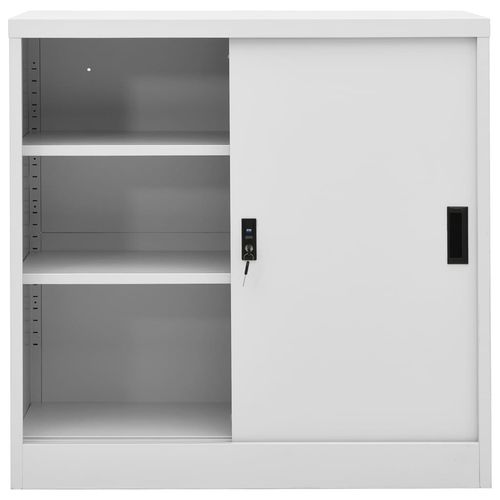 vidaXL Office Cabinet with Sliding Door White 90x40x90 cm Steel - Filing Cabinet from vidaXL