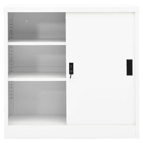 vidaXL Office Cabinet with Sliding Door White 90x40x90 cm Steel - Filing Cabinet from vidaXL