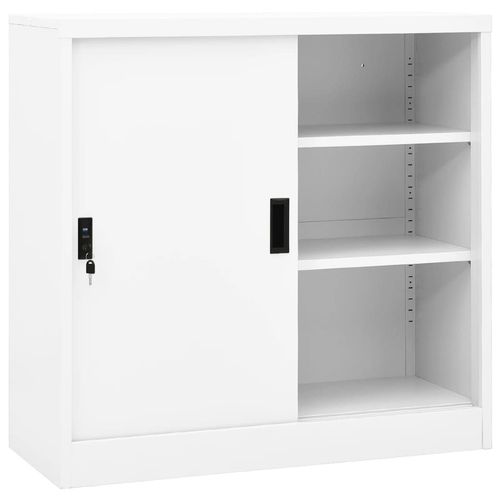 vidaXL Office Cabinet with Sliding Door White 90x40x90 cm Steel - Filing Cabinet from vidaXL
