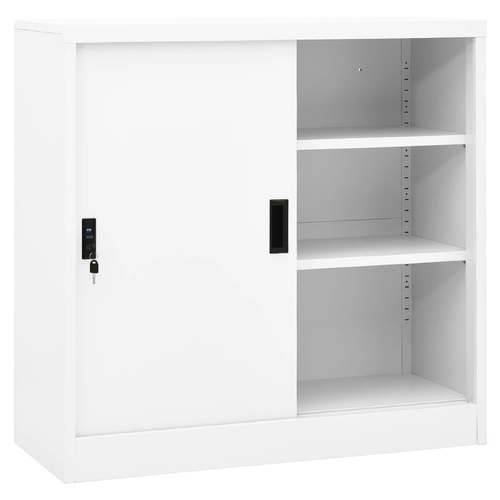 vidaXL Office Cabinet with Sliding Door White 90x40x90 cm Steel - Filing Cabinet from vidaXL