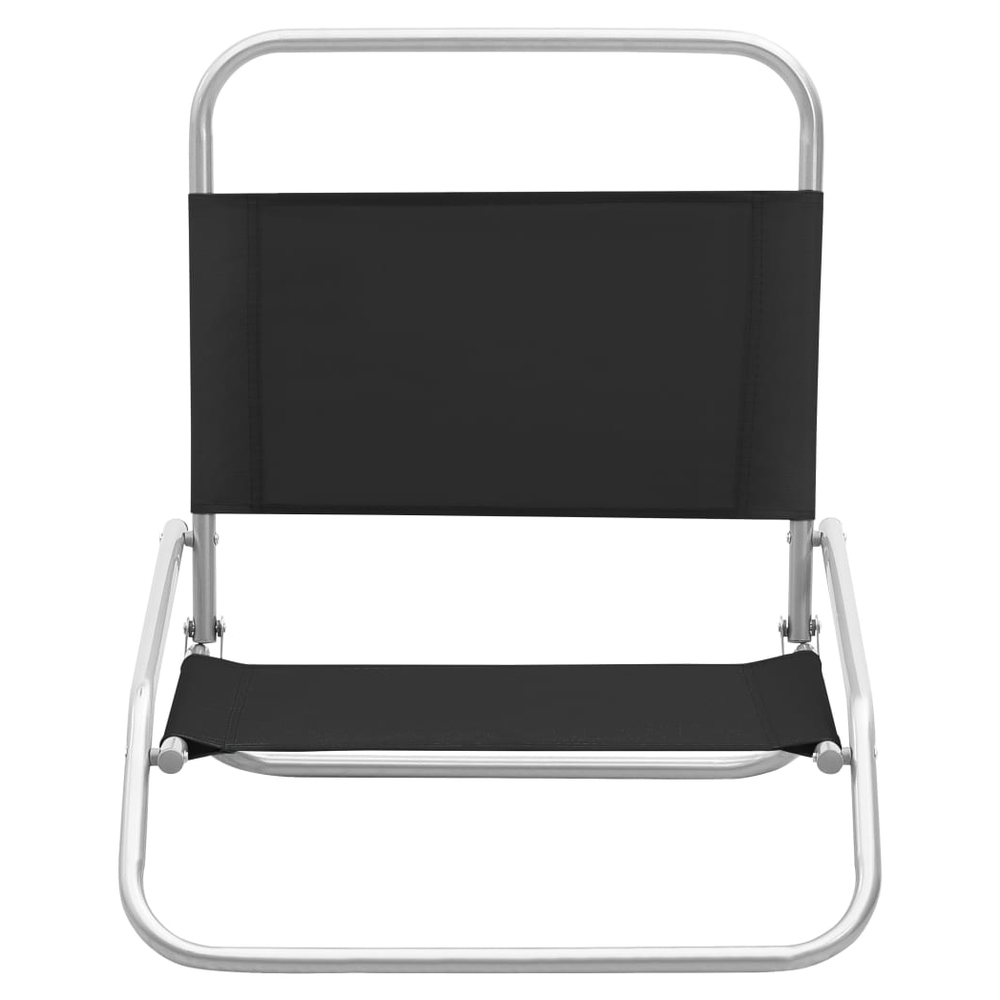 Folding Beach Chairs 2 pcs vidaXL Black Fabric - Folding Chairs from vidaXL