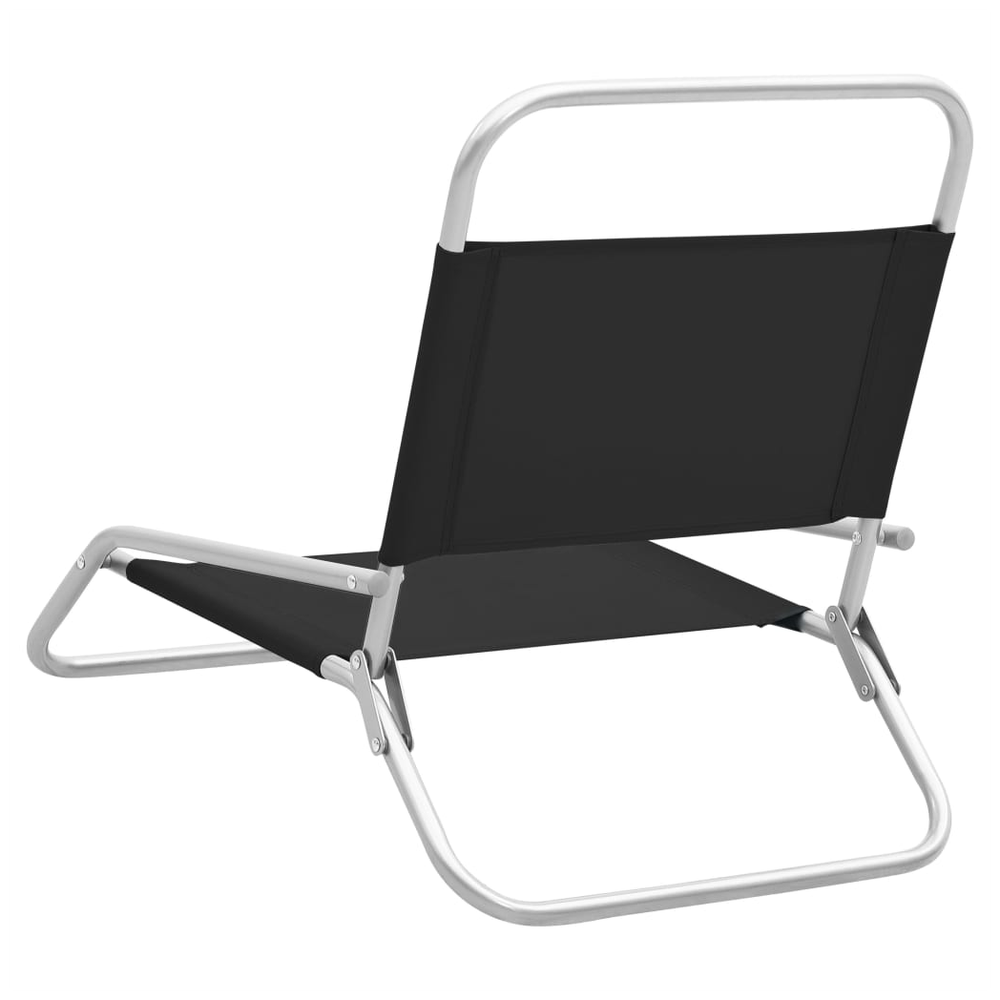 Folding Beach Chairs 2 pcs vidaXL Black Fabric - Folding Chairs from vidaXL