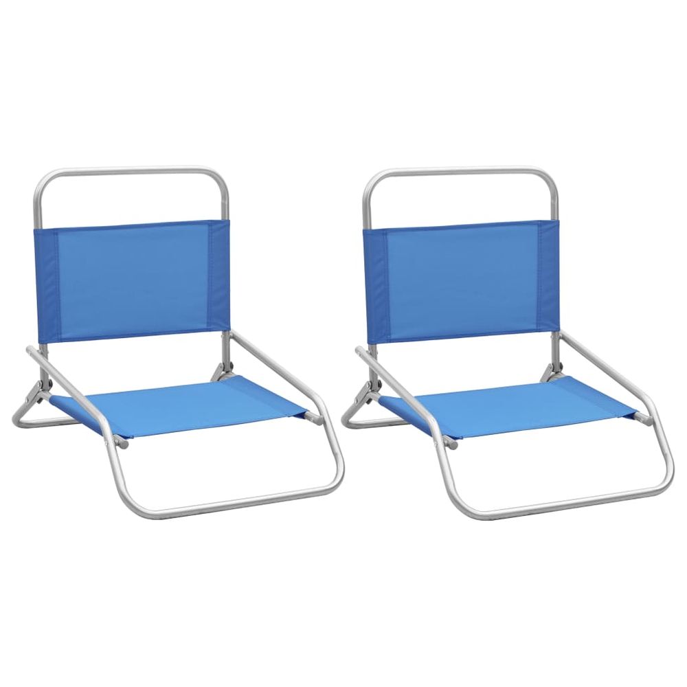 Folding Beach Chairs 2 pcs vidaXL Black Fabric - Folding Chairs from vidaXL