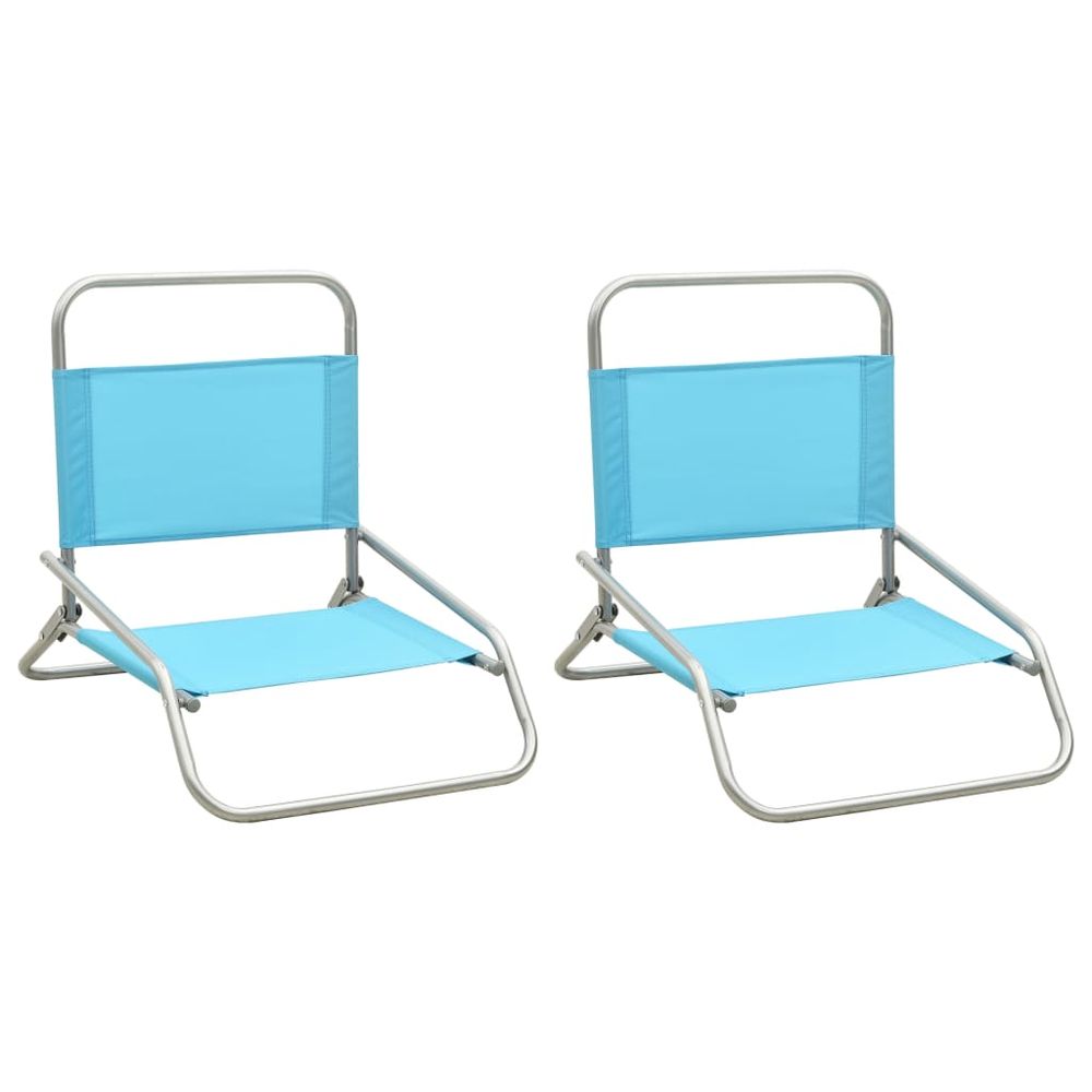 Folding Beach Chairs 2 pcs vidaXL Black Fabric - Folding Chairs from vidaXL