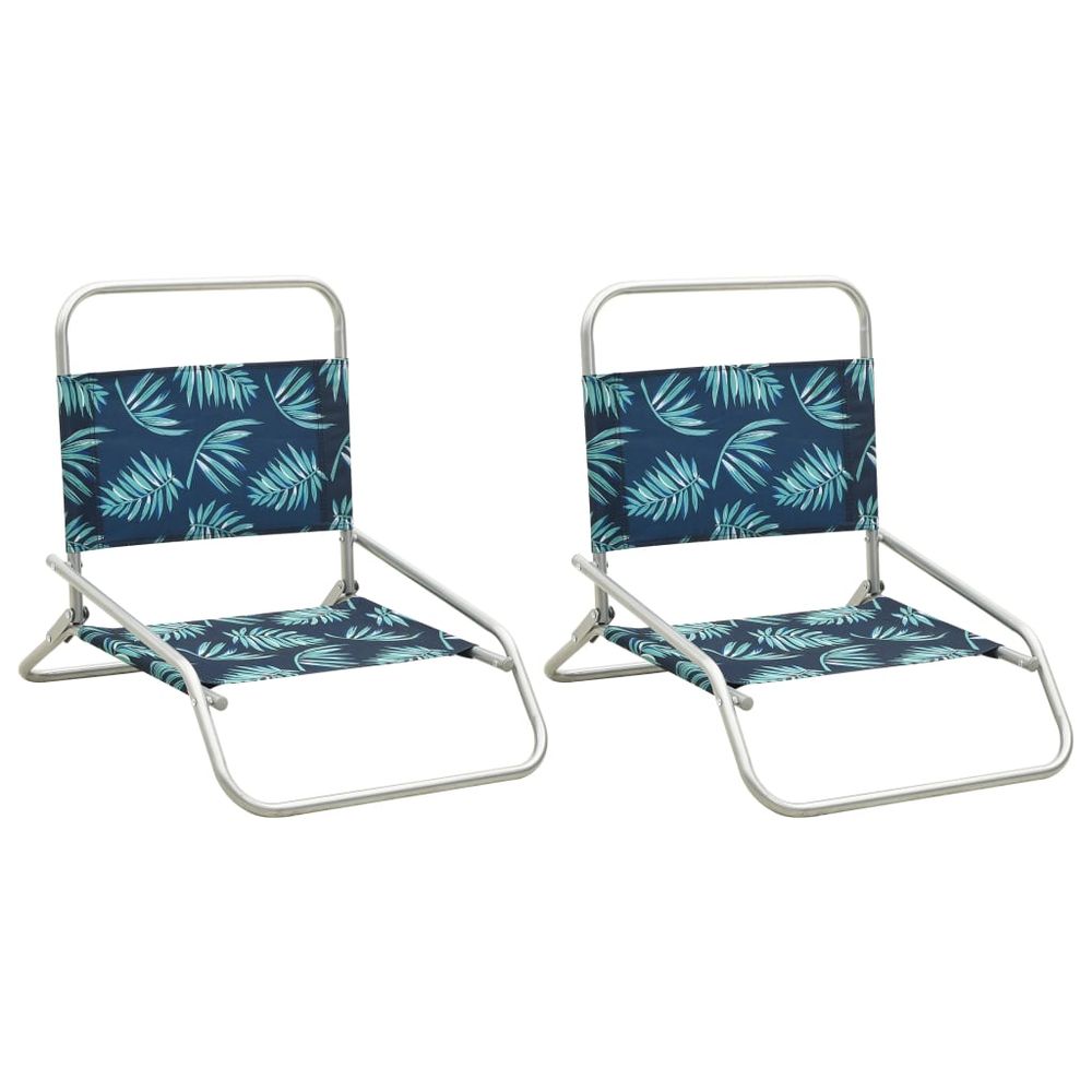 Folding Beach Chairs 2 pcs vidaXL Black Fabric - Folding Chairs from vidaXL