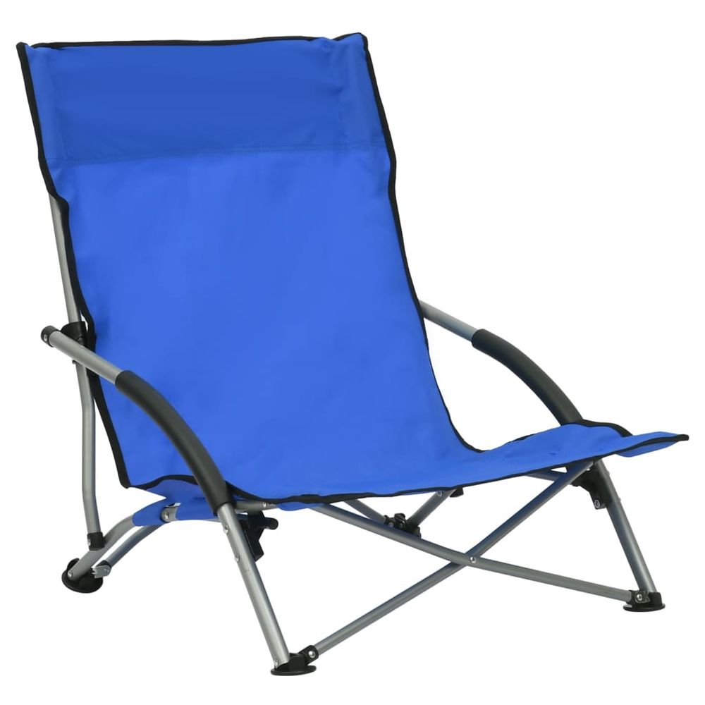 Folding Beach Chairs 2 pcs vidaXL Blue Fabric - Folding Chairs from vidaXL