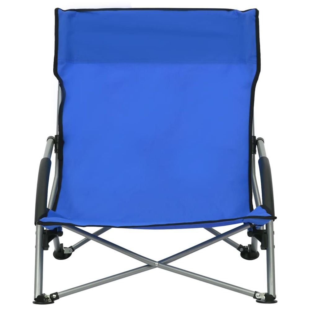 Folding Beach Chairs 2 pcs vidaXL Blue Fabric - Folding Chairs from vidaXL