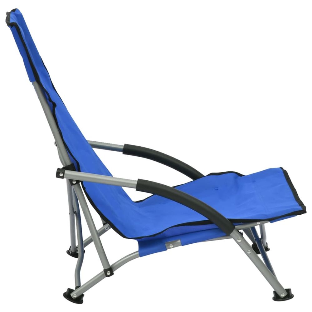 Folding Beach Chairs 2 pcs vidaXL Blue Fabric - Folding Chairs from vidaXL