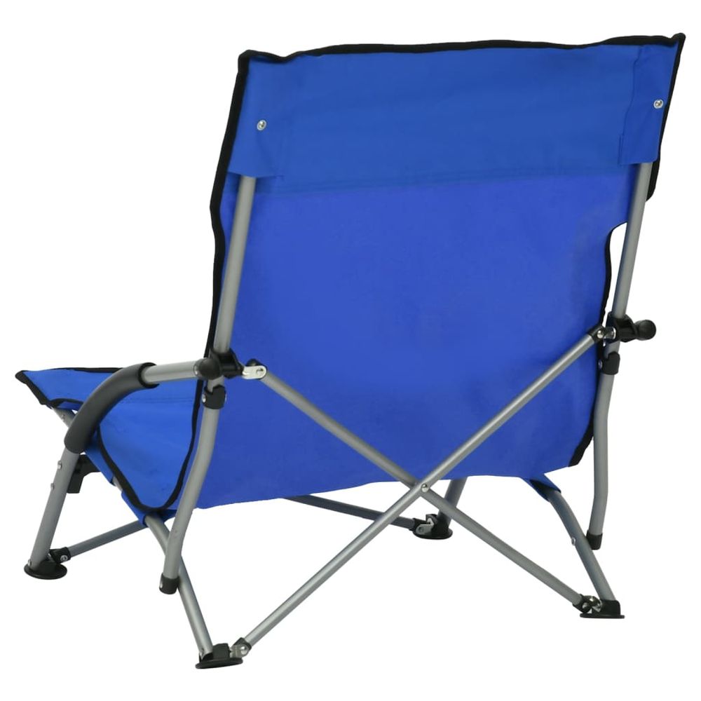 Folding Beach Chairs 2 pcs vidaXL Blue Fabric - Folding Chairs from vidaXL
