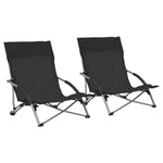 Folding Beach Chairs 2 pcs vidaXL Blue Fabric - Folding Chairs from vidaXL