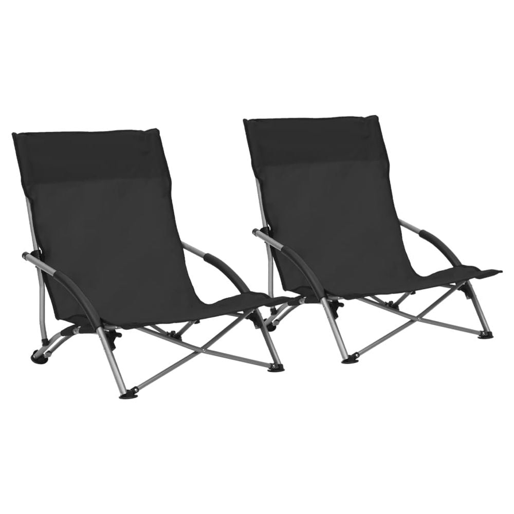 Folding Beach Chairs 2 pcs vidaXL Blue Fabric - Folding Chairs from vidaXL