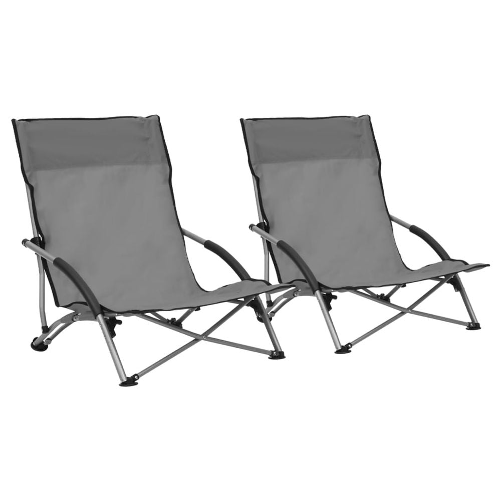 Folding Beach Chairs 2 pcs vidaXL Blue Fabric - Folding Chairs from vidaXL
