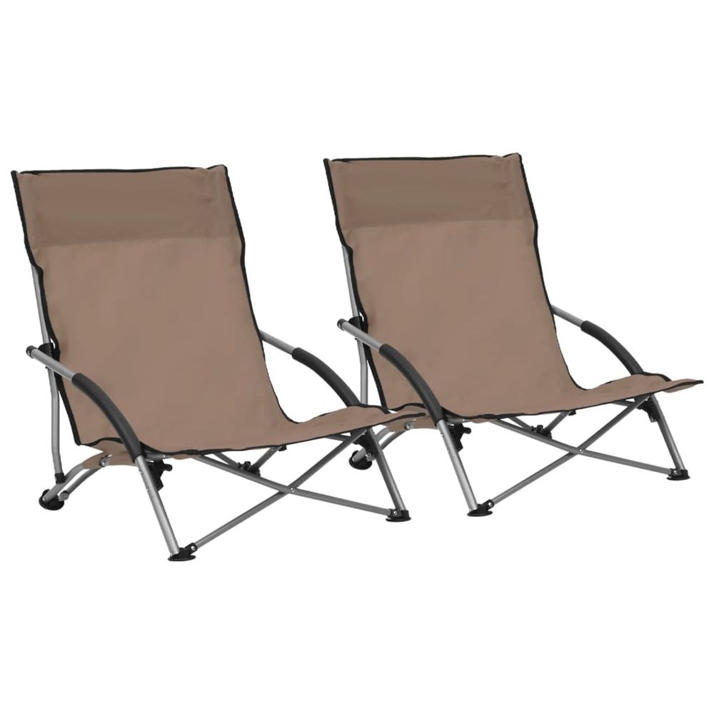 Folding Beach Chairs 2 pcs vidaXL Blue Fabric - Folding Chairs from vidaXL