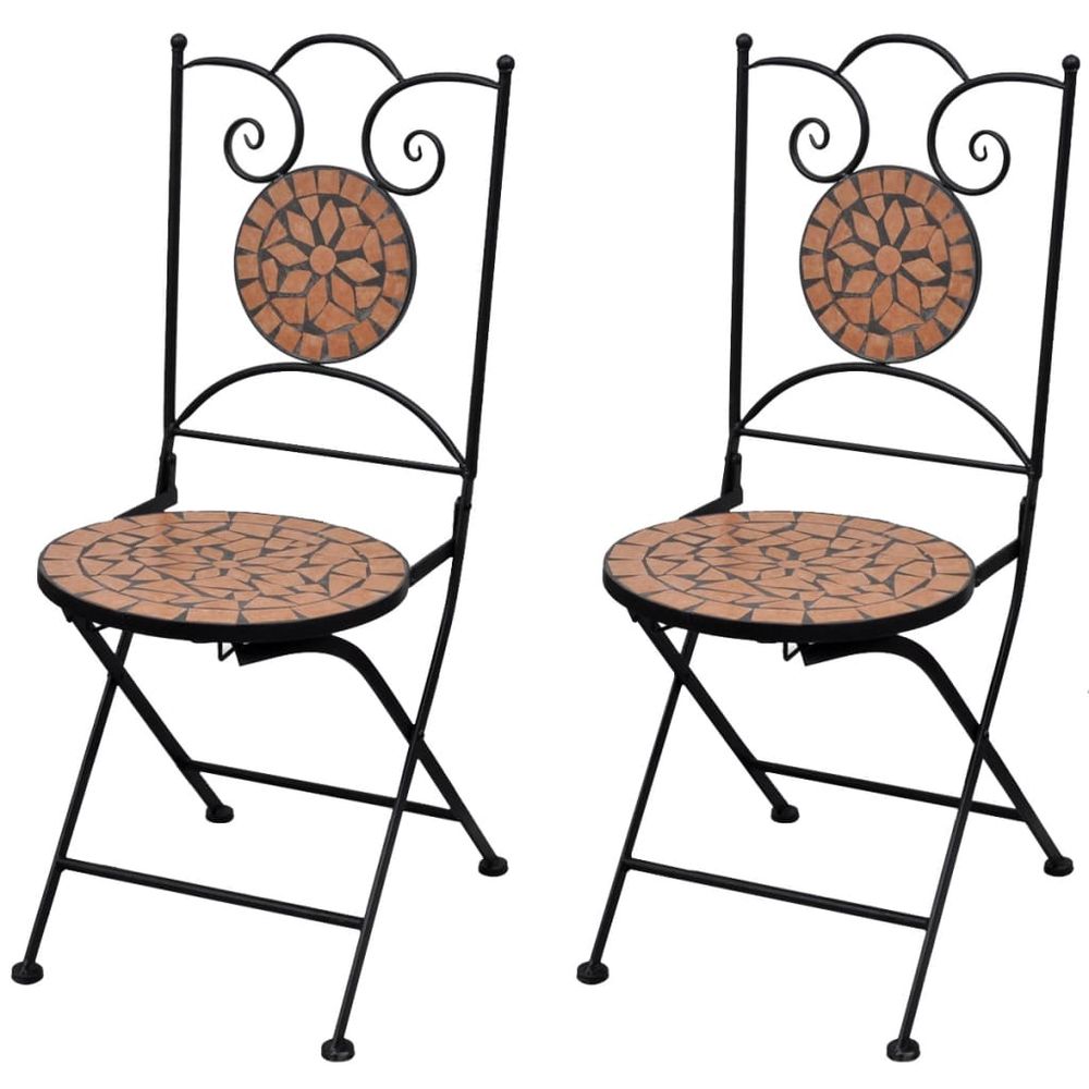 Folding Bistro Chairs 2 pcs vidaXL Ceramic Terracotta - Folding Chairs from vidaXL