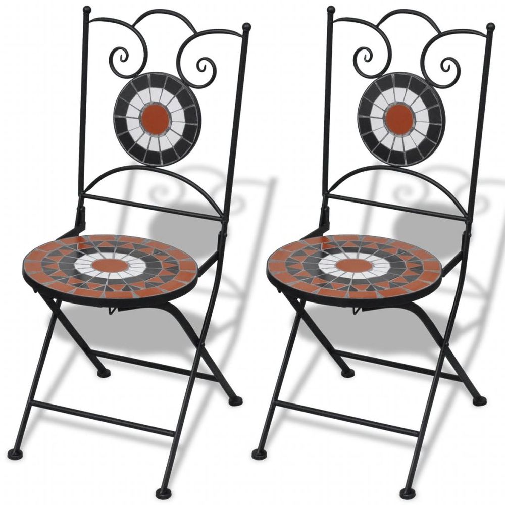 Folding Bistro Chairs 2 pcs vidaXL Ceramic Terracotta - Folding Chairs from vidaXL