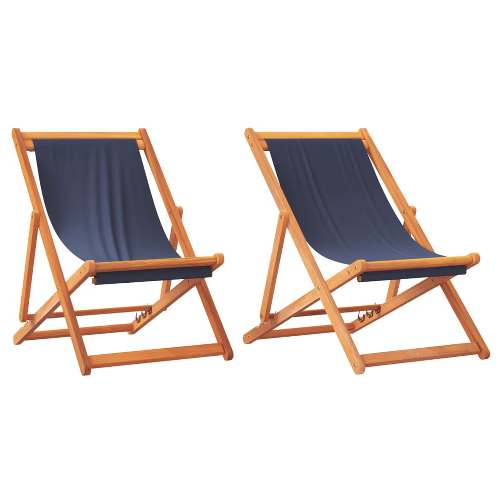 Folding Beach Chairs 2 pcs vidaXL Blue Fabric - Folding Chairs from vidaXL