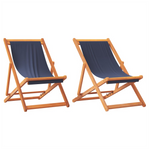 Folding Beach Chairs 2 pcs vidaXL Blue Fabric - Folding Chairs from vidaXL