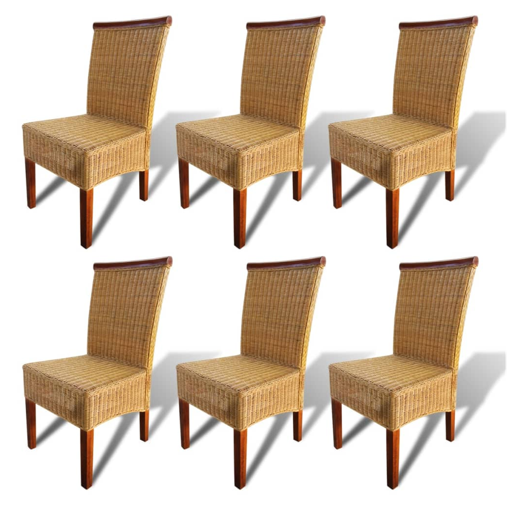 Dining Chairs 4 pcs vidaXL Brown Natural Rattan - Garden Chairs from vidaXL