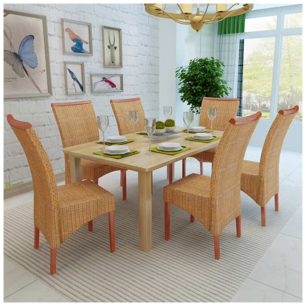 Dining Chairs 4 pcs vidaXL Brown Natural Rattan - Garden Chairs from vidaXL