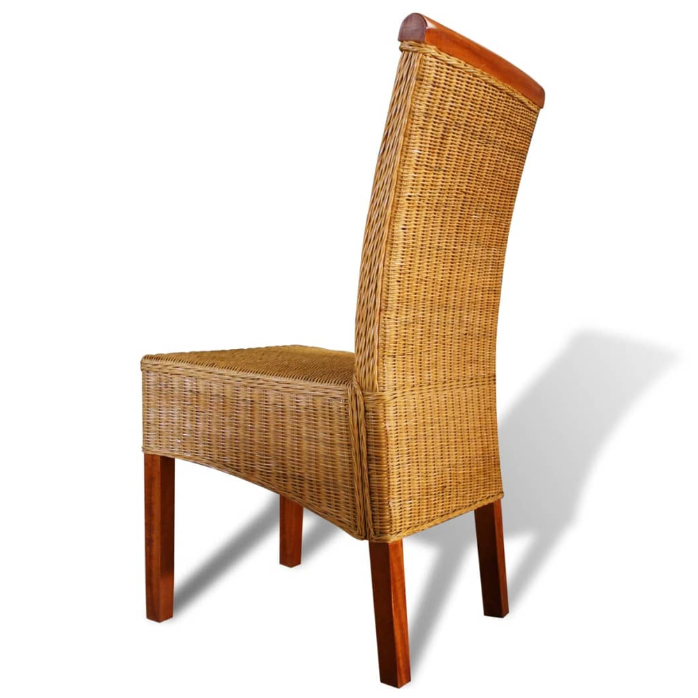 Dining Chairs 4 pcs vidaXL Brown Natural Rattan - Garden Chairs from vidaXL