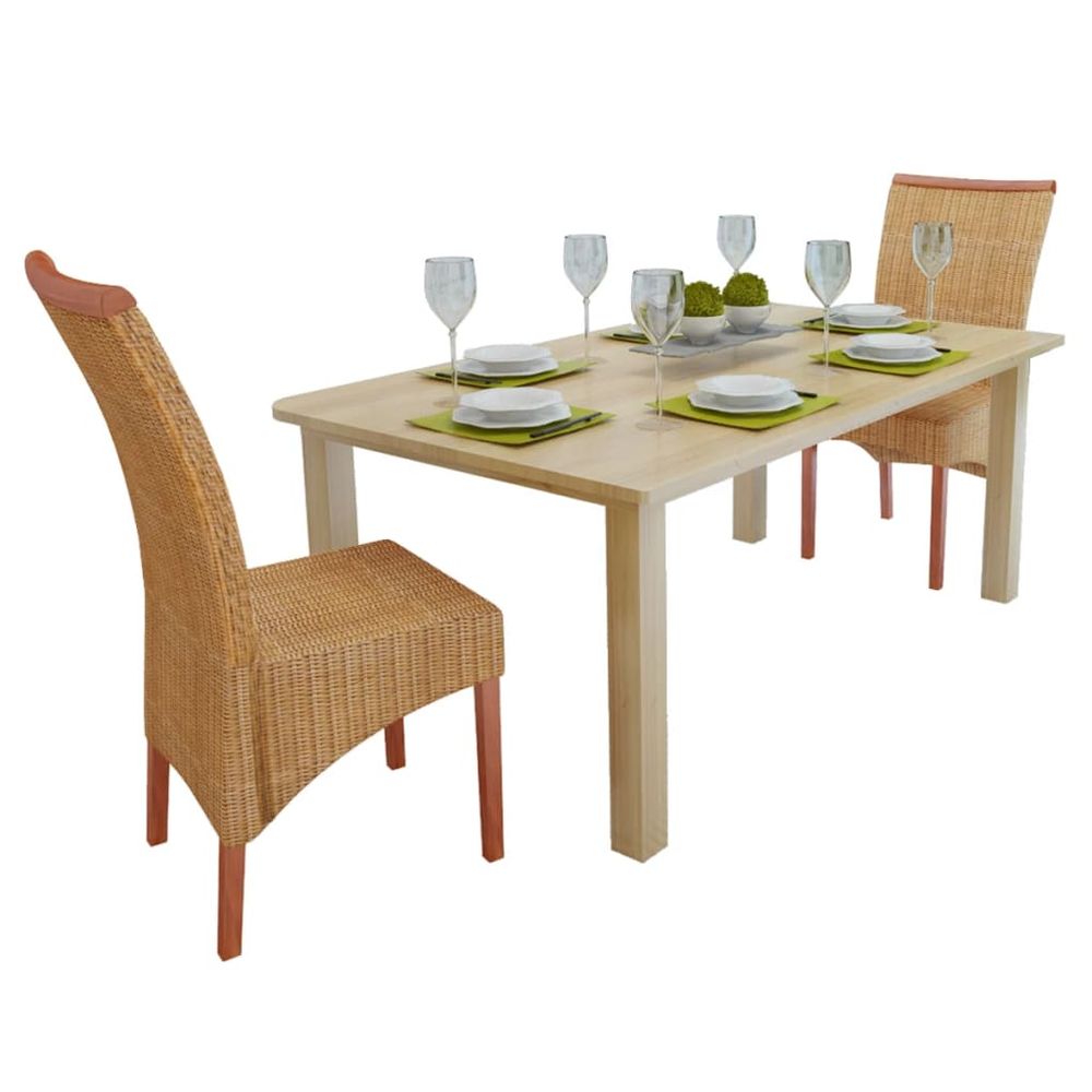 Dining Chairs 4 pcs vidaXL Brown Natural Rattan - Garden Chairs from vidaXL