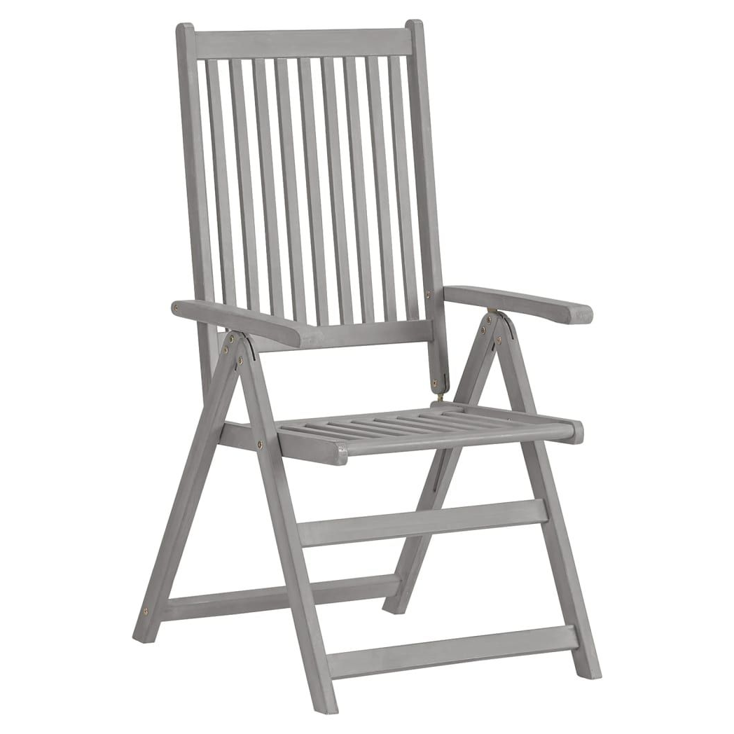 Garden Reclining Chairs 2 pcs vidaXL Grey Solid Acacia Wood - Garden Chairs from vidaXL