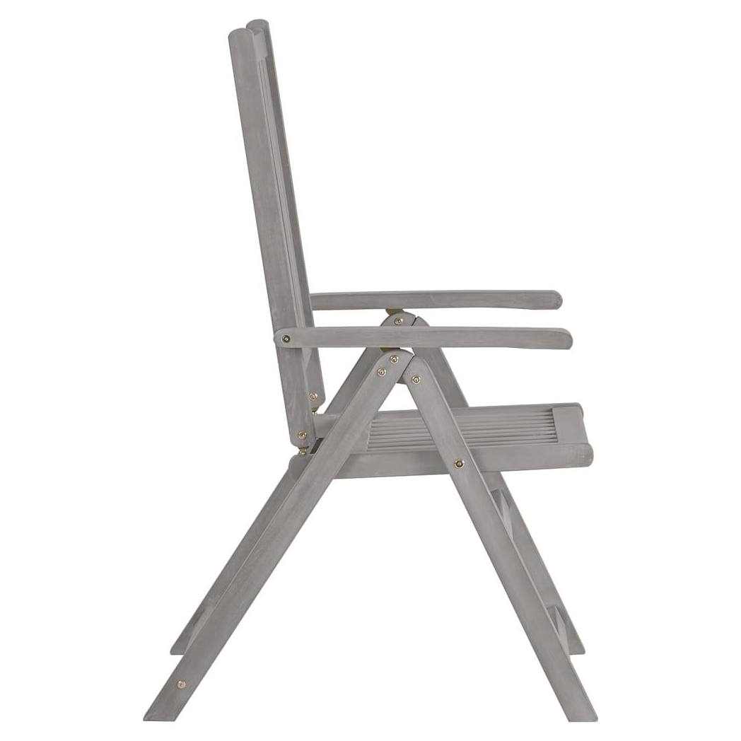 Garden Reclining Chairs 2 pcs vidaXL Grey Solid Acacia Wood - Garden Chairs from vidaXL