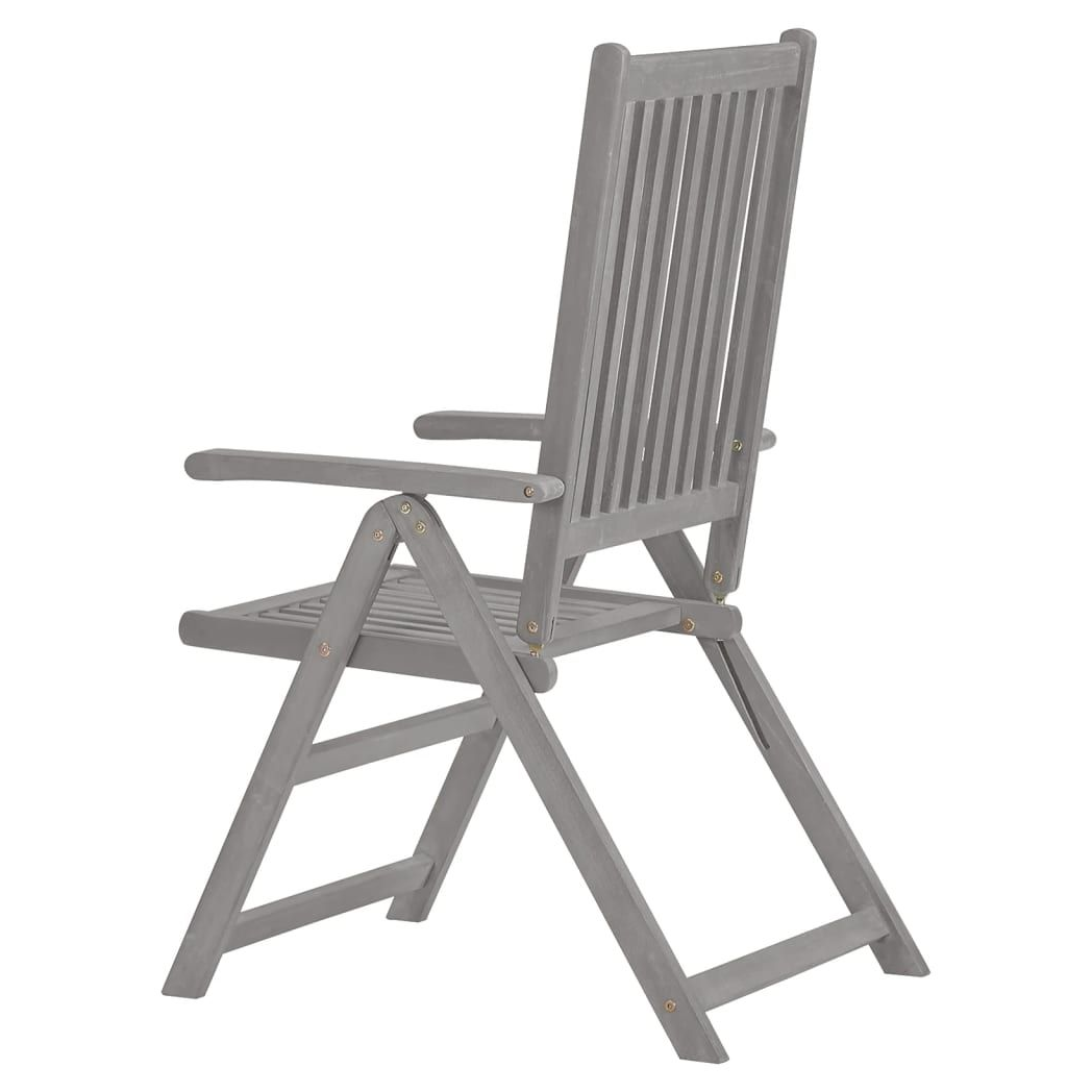 Garden Reclining Chairs 2 pcs vidaXL Grey Solid Acacia Wood - Garden Chairs from vidaXL