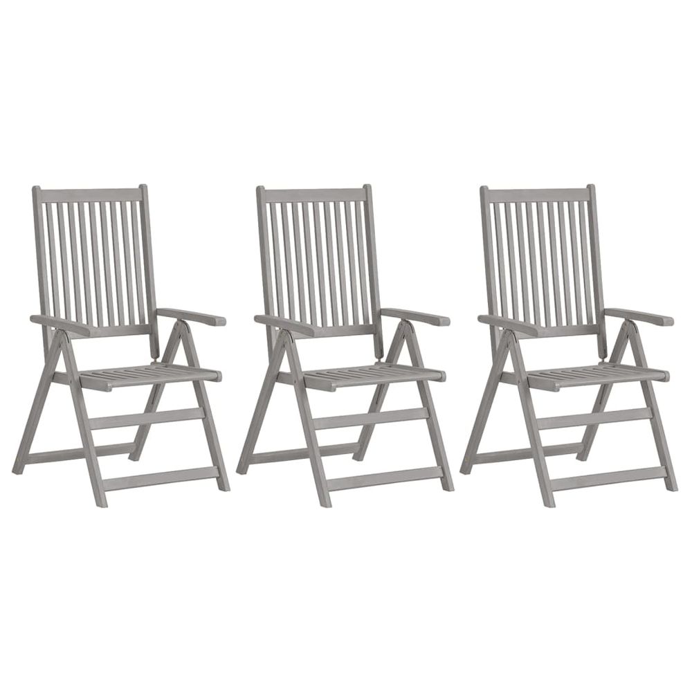 Garden Reclining Chairs 2 pcs vidaXL Grey Solid Acacia Wood - Garden Chairs from vidaXL