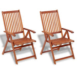 Folding Garden Chairs 2 pcs vidaXL Solid Acacia Wood Brown - Garden Chairs from vidaXL