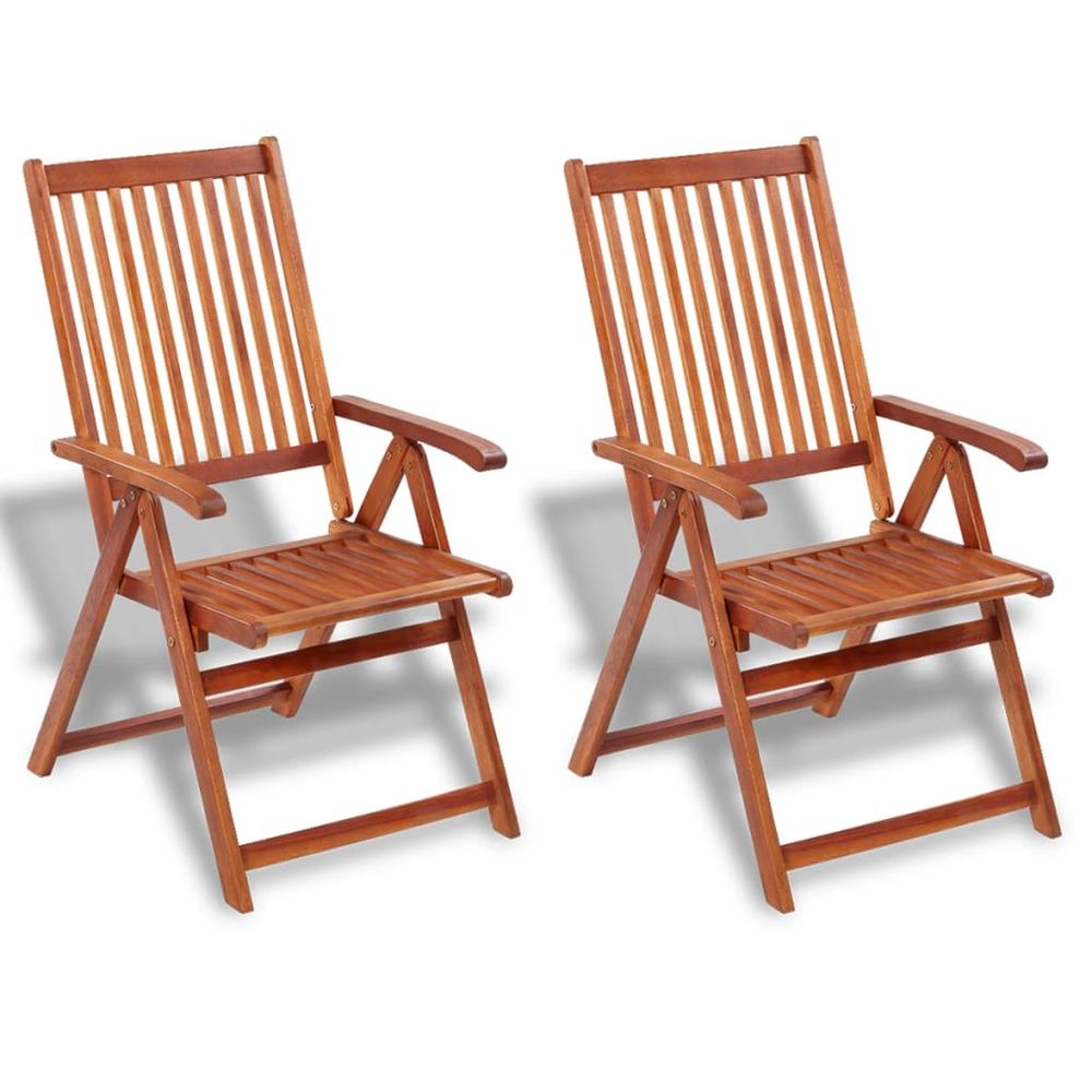 Folding Garden Chairs 2 pcs vidaXL Solid Acacia Wood Brown - Garden Chairs from vidaXL