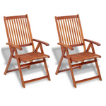 Folding Garden Chairs 2 pcs vidaXL Solid Acacia Wood Brown - Garden Chairs from vidaXL